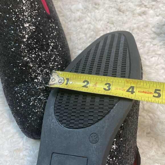 NWOT Black glitter synthetic leather Men’s slip on dress shoes rubber soles SZ13 main image 5